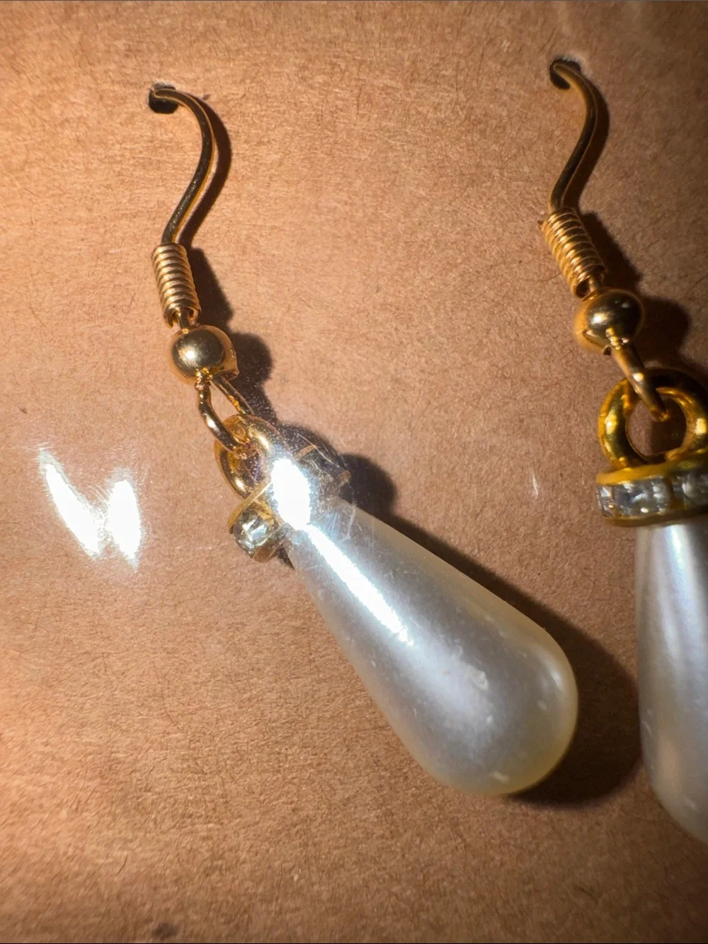 Pearl Teardrop Dangle Earrings with Gold Hooks